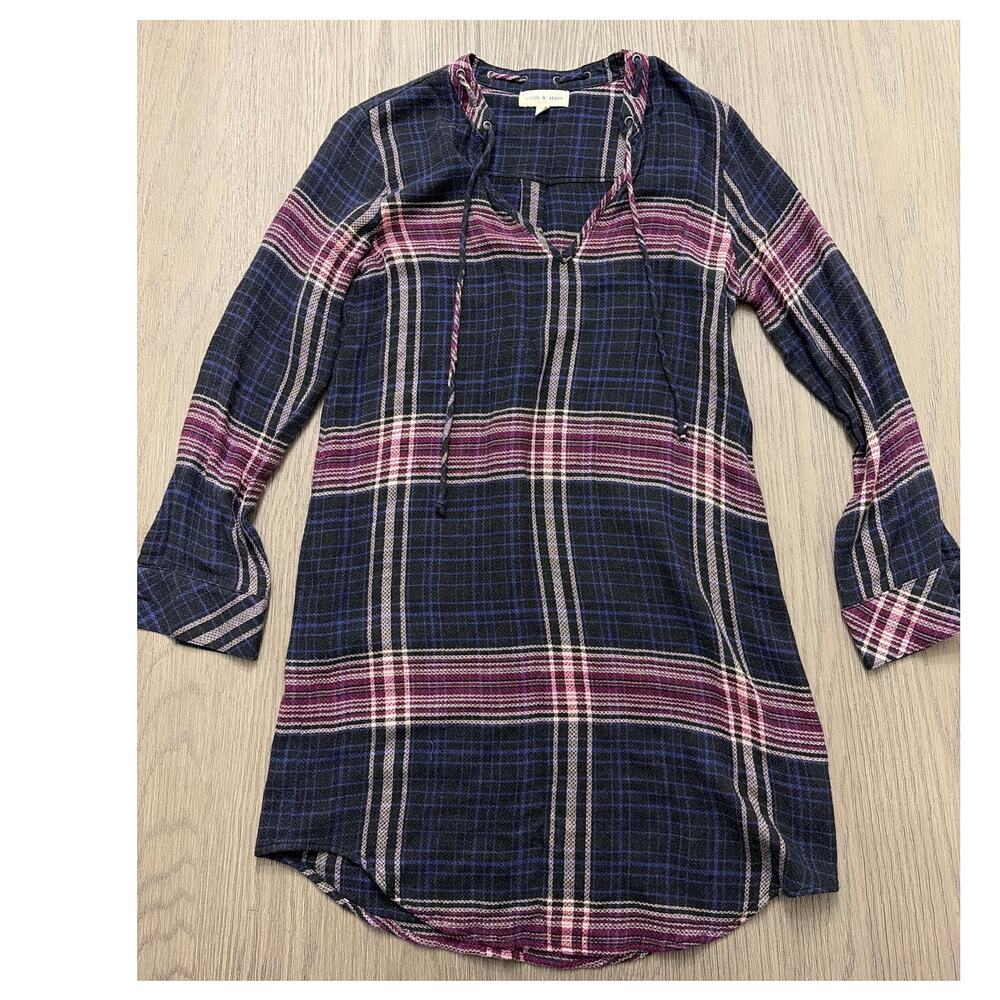 Anthropologie Cloth & Stone Plaid Tunic Shirt Dress Women’s Small